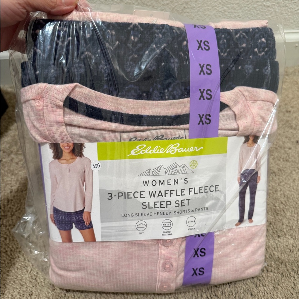“New” Eddie Bauer Women's 3-Piece Fleece Sleep Set sizeXS